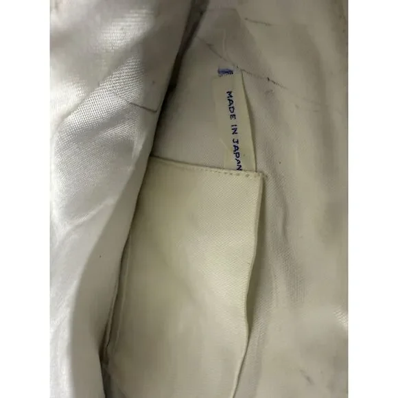 Antique Hand Beaded Pearl Evening Bag Cream Clutch w/Beaded Accents Zipper Close - Picture 10 of 11